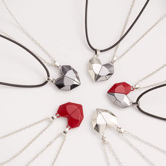 Magnetic Split Heart Couple Necklace