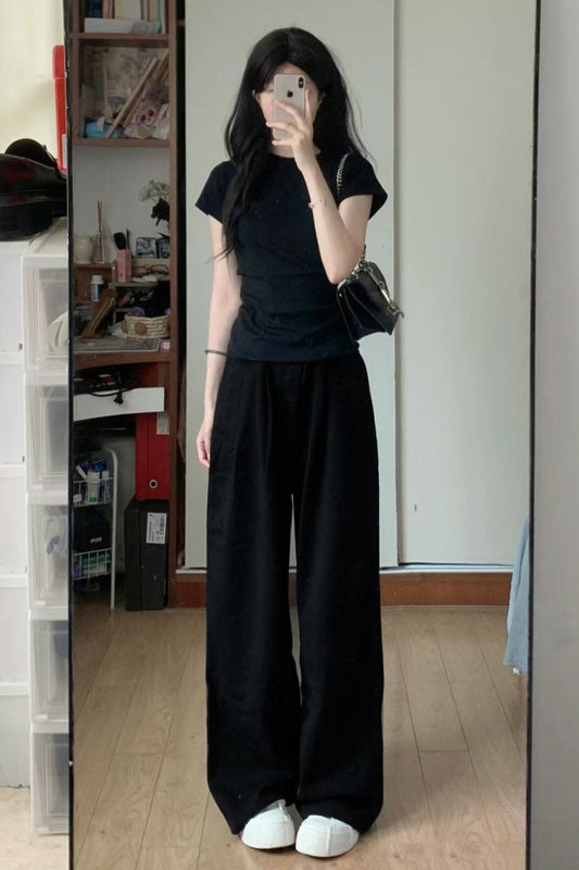 Short-Sleeved T-Shirt Wide-Leg Pants Two-Piece Set