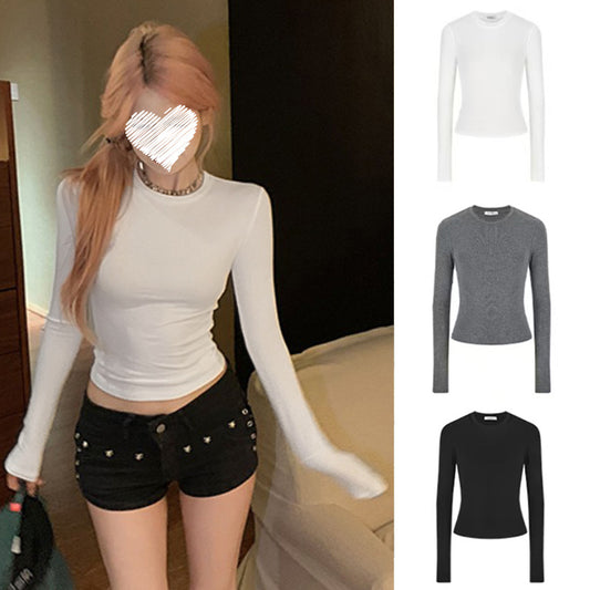 Slim-Fit Round Neck Long-Sleeve T-Shirt